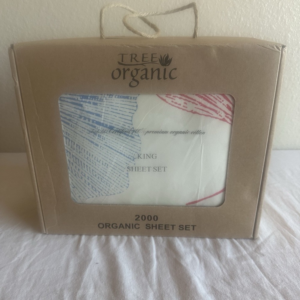 Tree Organic 100% Premium Quality Cotton 2000 King Sheet‎ Set Botanical New